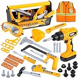 Kids Tool Set – Zealous 32 Pieces Toddler Tool Set with Tool Box & Electronic Toy Drill, Pretend Play Construction Toy Kits, Toy Tool Set for Toddlers Boys Girls Ages 3, 4, 5, 6, 7 Years Old