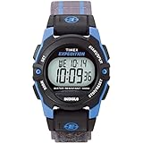 Timex Unisex T49660 Expedition Mid-Size Digital CAT Gray/Blue Stripe Fast Wrap Strap Watch