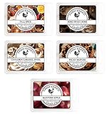 Farm Raised Candles - Fall Spice 5 Pack - 100% Plant Based All Natural Soy Wax Melts - Warmer Cubes. Fall Spice, Cinnamon Carmel, Home Sweet Home, Pecan Waffles, McIntosh Apple.