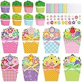 Pasimy 24 Sets Card Making Kits DIY Handmade Greeting Card Kits for Kids with Flowers Stickers Envelopes Ribbon for Preschool Primary School Kids Classroom Mother's Day Make Your Own Crafts Gifts