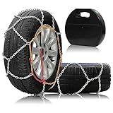 KN90 Snow Chains for Car,SUV, pickup, truck,Adjustable Snow Chains, Fit for Tire Width 180 185 195 205 215 225 Portable Car Anti-Skid Tire Chains-Set 0f 2