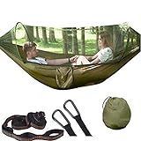 Hammocks for Outside with Mosquito Net,Camping Hammock Lightweight Portable Parachute 2 Person Outdoor Hammock for Indoor Backpacking Survival Travel Patio Army Green
