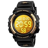 Birthday Presents Gifts Idea for 4-12 Year Old Boys, Kids Gold Digital Sports Waterproof Outdoor Analog Electronic Watches with Alarm Stopwatch, Children Gifts Toys for Age 4-12 Year Old Boys Girls
