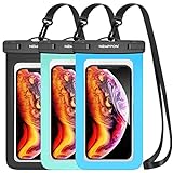 newppon Waterproof Cell Phone Pouch : 3 Pack Underwater Dry Bag Case Lanyard - Water Proof Clear Holder Protector for iPhone 15 14 13 12 11 Pro Max Plus Xr Xs X Samsung Galaxy S23 for Beach Swimming
