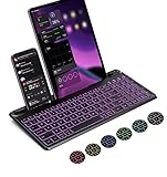 seenda Backlit Multi-Device Bluetooth Keyboard for Tablet Phone Computer - Wireless Illuminated Rechargeable Keyboard with Number Pad Connect Up to 4 Devices Compatible Mac Android iOS Windows