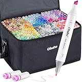 Ohuhu Alcohol Markers 320 Colors - Chisel & Fine Double Tipped Art Markers for Kids Artists Adults Coloring Drawing Sketching Illustration - 1 Alcohol-based Blender - The Largest Set of Oahu Series