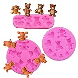 3 Pieces Bear Silicone Mold Valentine’s Day Fondant Mold Cute Bear Chocolate Fondant Mold for Chocolate Candy Gum Paste Crafting Polymer Clay Cake Decorating