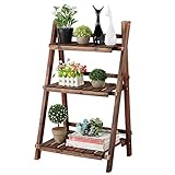 Yaheetech 3-Tier Folding Wooden Plant Stand Real Plant Wood Organizer Flower Pot Stand Plants Display Shelf Rack Ladder Garden Indoors Outdoors 23.6 x 15 x 36.6in