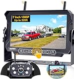 Wireless Backup Camera Truck RV: 7-Inch Recording Plug-Play for Furrion Pre-Wired System Trailer Back Rear View Camera with 4 Channel Monitor No Delay No Lag AMTIFO A8