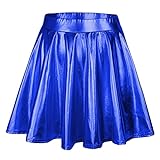 High Waisted Mini Rave Skirt Halloween Skirts for Women Metallic Skirt Womens Skater Skirt Blue Large