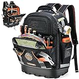 Backpack Tool Bag for Men, Durable Electrician 78 - Pockets & Loops Tools Bag Heavy Duty Pro Tool Organizer for Tradesman, HVAC Tool Carrier for Construction with Molded Base and Combination Lock