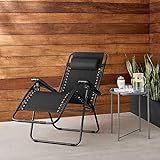 Amazon Basics Outdoor Textilene Adjustable Zero Gravity Folding Reclining Lounge Chair with Pillow, ‎26', Black