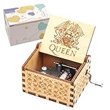 Pursuestar Bohemian Rhapsody-Queen Wood Music Box, Hand Crank Engraved Vintage Wooden Musical Box Gift for Birthday Valentine Wedding Christmas New Year