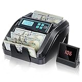 MUNBYN IMC51 Money Counter Machine Count Value, Add+Batch Mode Bill Counter, UV/MG/IR Detection, USD only Cash Counter,1100 Bills/min, LCD Display, 2 Years Warranty (Black)