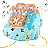 Kimery Baby Phone Toy,Baby Toy Phone Cartoon Baby Piano Music Light Toy Children Pretend PhoneToy Gift Game Boy Girl Early Education Gift Blue (18 M+)