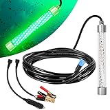 HUSUKU FS0-1 LED Underwater Fishing Light - 8 inch 100W 111LED 10,000lm DC12V Green Night Fishing Finder, Glowing Fish Attractor, IP68 Submersible Boat Lamp for Snook Crappie Squid Shrimp, 16.4ft Wire