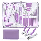Manicure Set Professional Manicure Kit - 30 in 1 Pedicure Kit Nail Clippers Set Stainless Steel Nail Kit for Women - Purple