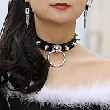 ACEDRE Fashion Women Men Cool Punk Goth Metal Spike Studded Link Leather Collar Choker Necklace