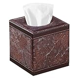 Tissue Box Cover Square, Upgrade 99% Compatible Large Size, Modern Tissue Box Holder for Napkin Facial Paper, Leather Dryer Sheet Dispenser Organizer for Bathroom Vanity Countertop, Night Stand