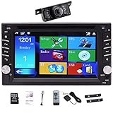 Upgrade Version With Camera ! 6.2' Double 2 DIN Car DVD CD Video Player Bluetooth GPS Navigation Digital Touch Screen Car Stereo Radio Car PC 800MHZ CPU
