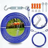 Heavy Duty Dog Tie Out Trolley System for Two Dogs up to 250 lbs - 100ft Dog Runner Cable Dog Zipline for Yard Camping Outdoor