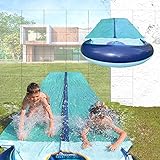TEAM MAGNUS Slip and Slide - Central Sprinkler and XL Crash pad for Backyard Races (18ft)