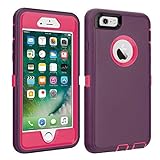 CAFEWICH iPhone 6/6S Case Heavy Duty Shockproof High Impact Tough Rugged Hybrid Rubber Triple Defender Protective Anti-Shock Silicone Mobile Phone Cover for iPhone 6/6S 4.7'(Wine)