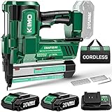 KIMO 18 Gauge Nail Gun Battery Powered w/ 2 X 2.0 Battery & Charger, 2 in 1 Cordless Brad Nailer/Electric Stapler, Adjustable Depth, 18GA Staples for Upholstery, Home Improvement & Woodworking