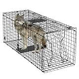 Toriexon Large Live Catch Animal Traps Black 51.2 x 19.7 x 17.7 inch, Easy to Set and Release Live Animal Trap, Collapsible Large Animal Catcher Cage for Large Dogs, Foxes