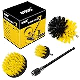 Drill Brush Attachment Set, Adapt Drill Brush for Bathroom Surfaces, Grout, Floor, Tub, Shower, Tile, Kitchen and Car, Electric Multi-Purpose Scrubber, 4 Piece Cleaning Kit Drill Brush