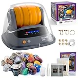 Science Can Rock Tumbler for Kids Rock Polisher Include Polishing Grit, 9 Raw Gemstone & Jewelry Fastening Noise-Reduced Barrel, STEM Seience Toy Birthday Gift for Kids Age 6 7 8 9 Year Old