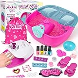 Golray Kid Foot Spa & Nail Kit, Girl Gift for 5 6 7 8-12 Year Old Toys Manicure Pedicure Art Salon, Massage Bubble & Music Foot Soak Tub, Spa Day Sleepover Party Supply Christmas Girl Birthday Gift