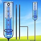 RYOEIKT Rain Gauges Outdoors Best Rated, 7 inch Large Glass Freeze Proof Rain Gauge-Detachable with Lengthen Stake, Easy to Read and Installation Rain Gauge Outdoor for Yard, Lawn & Garden.