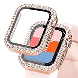 KADES Compatible for Bling Apple Watch Protective Case with Built-in Screen Protector for Apple Watch 40mm iWatch Series SE SE2022 6 5 4 (40mm, Rose Gold)