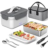 Herrfilk Electric Lunch Box Food Heater 100W, 4 in 1 Ultra Quick Heated Lunch Boxes for Adults 12V/24V/110V/220V Portable Food Warmer for Car/Truck/Office With Fork Spoon and Insulated Carry Bag