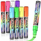 Jumbo Chalk Window Markers for Cars Glass Washable - 8 Colors Liquid Chalk Markers Pen with 10mm Wide Tips, Chalkboard Markers, Window Paint Markers for Car Windows, Auto, Blackboards, Windshield