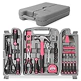 Hi-Spec 54pc Pink Home DIY Tool Kit Set for Women, Office & Garage. Complete Ladies Basic House Tool Box Set