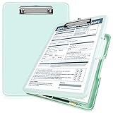 ANZNKU Clipboard with Storage 13.3x9.6 inches, Plastic Storage Clipboard with Side Opening, High Capacity Nursing Clipboard Foldable, Letter Size Smooth Writing for Work, Study(Light Green)