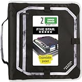 Five Star Zipper Binder, 2 Inch 3-Ring Binder for School, Expansion Panel and Expanding File, 580 Sheet Capacity, Black/Gray (29052IT8)