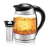Chefman Electric Kettle w/ Temperature Control, No. 1 Kettle Manufacturer in U.S., Removable Tea Infuser, 5 Presets, LED Indicator Lights, 360° Swivel Base, BPA Free, Stainless Steel, 1.8 Liters