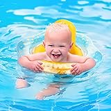 Zooawa Baby Swimming Floats for Pool with Safety Seat,Infant Baby Pool Float No Flip Thicken Swim Training for Baby of 3-12 Months,S,Yellow