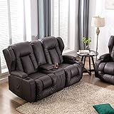 SAMERY 67' RV Loveseat Recliner | Double Recliner RV Sofa & Console | Wall Hugger Reclining RV Theater Seats/Couch | RV Seating/Furniture, Manual Recliner Chair (Loveseat-Brown)