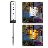 T-SUNUS Double Sided Solar Address Sign, Lighted House Numbers for Outside Address Plaques Driveway Marker Street Sign for Home Yard Street
