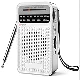 Portable Radio AM FM, Goodes Transistor Radio with Loud Speaker, Headphone Jack, 2AA Battery Operated Radio for Long Range Reception, Pocket Radio for Indoor, Outdoor and Emergency Use - Silver