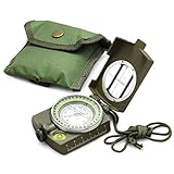 Eyeskey Tactical Survival Compass with Lanyard & Pouch | Waterproof & Impact Resistant | Lensatic Sighting Compass for Hiking (Green)