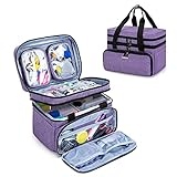 BAFASO Double Layer Sewing Accessories Organizer with 2 Detachable Pouches, Large Sewing Storage Bag for Sewing Tools (BAG ONLY), Purple