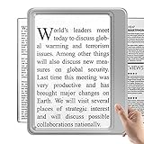 NZQXJXZ 5X Magnifying Glass for Reading Full Large Page Viewing Area Magnifier Lightweight Handheld Magnifier for Reading Seniors and Low Eyesight Person Silver