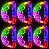 Aywewii LED Tambourine, Light Up Toys Handheld Musical Flashing Tamborine Autism Toys Party Supplies for Birthday Easter Basket Stuffers Gifts Anniversaries Gifts for Kids Adults Teens (6 Pack)