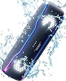 Portable Bluetooth Speaker, IPX7 Waterproof Wireless Speaker with Colorful Flashing Lights, 25W Super Bass 24H Playtime, 100ft Range, TWS Pairing for Outdoor, Home, Party, Beach, Travel