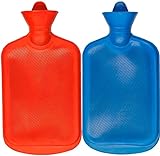 SteadMax (2 Pack) Hot Water Bottles, 2 Liter Natural Rubber -BPA Free- Durable Hot Water Bag for Hot Compress and Heat Therapy, Pain Relief Heating Pad, Random Colors